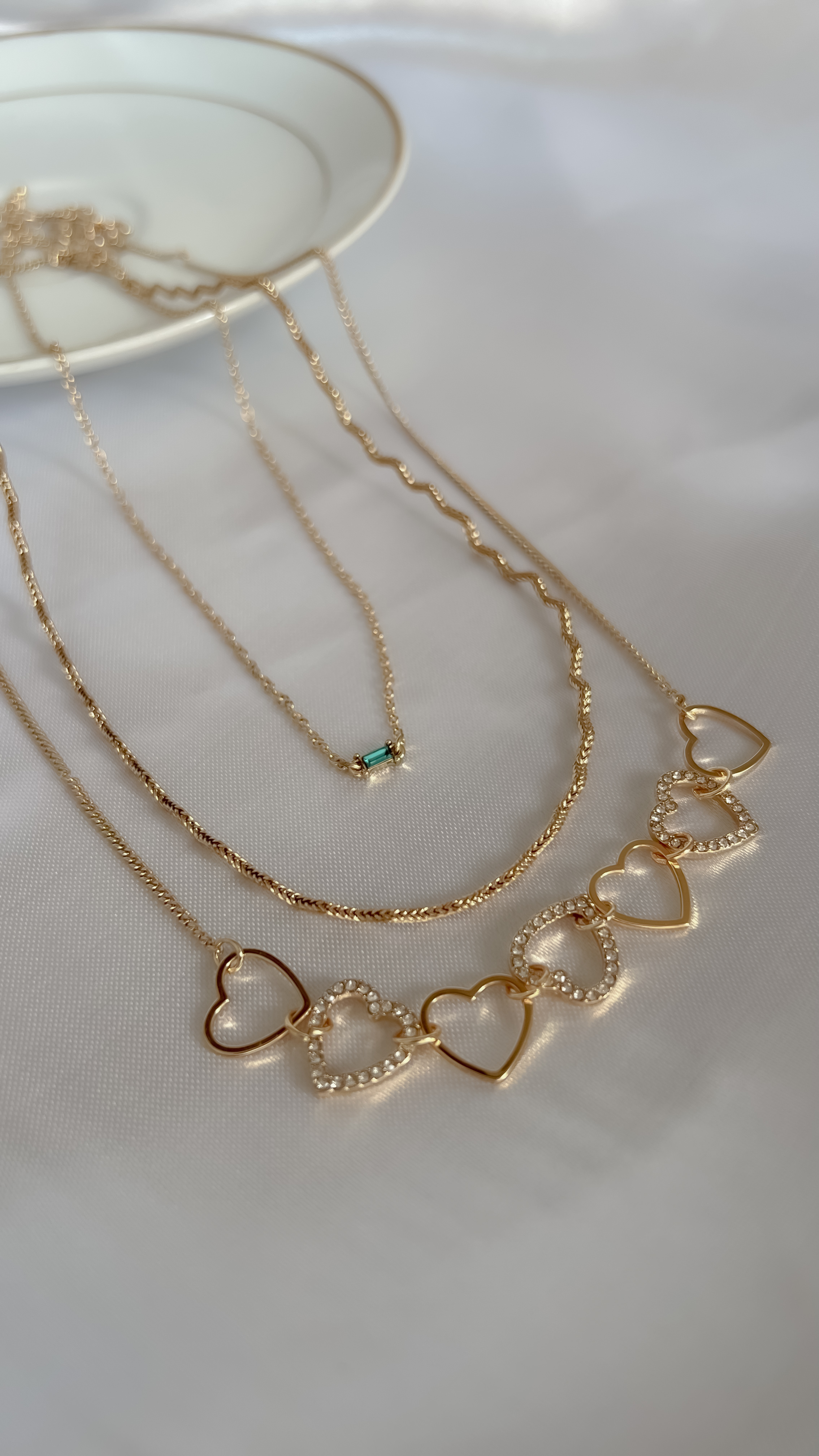 ست گردنبند سه لاین ابکاری طلا 003